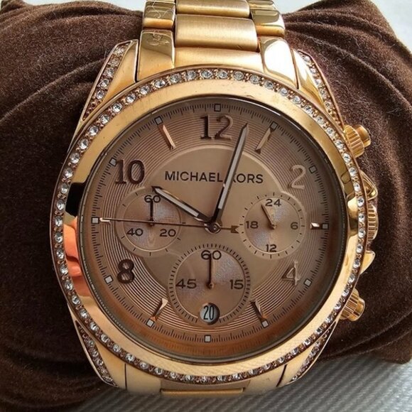 Michael Kors Blair Rose Gold Dial Crystals Chronograph Watch 39mm - MK5263 - Picture 5 of 11
